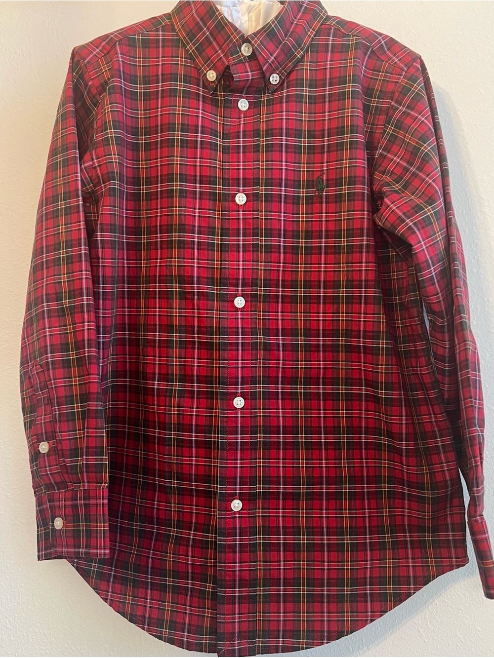 Ralph Lauren Boys Red Plaid Button-Down Shirt